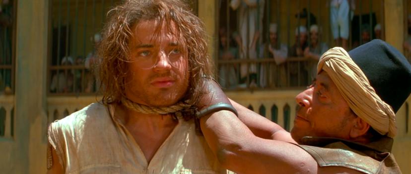 Brendan Fraser bijna opgehangen in The mummy