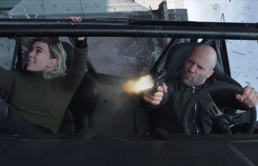 Vanessa Kirby en Jason Statham als Hattie en Deckard Shaw in Hobbs and Shaw.
