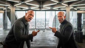 Dwayne Johnson en Jason Statham in Fast And The Furious Presents: Hobbs And Shaw