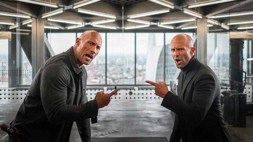 Dwayne Johnson en Jason Statham in Fast And The Furious Presents: Hobbs And Shaw