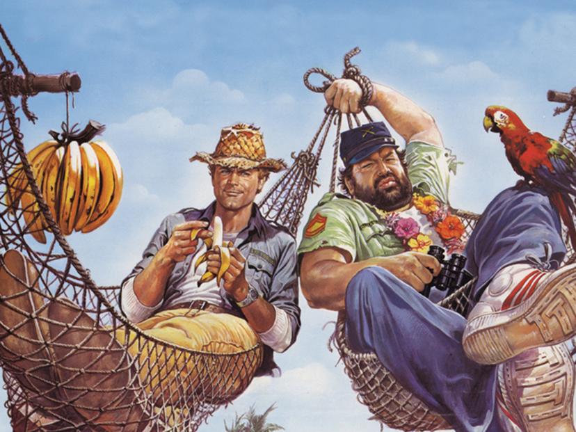 Bud Spencer en Terence Hill in Vier Vuisten de Lucht in