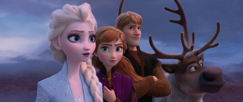 Elsa, Anna, Kristoff en Sven in Frozen 2