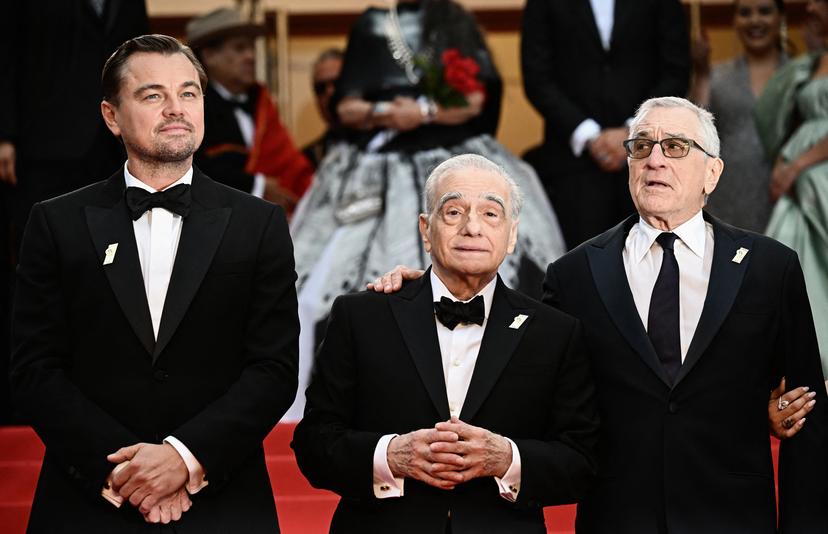 Martin Scorses, Leonardo Dicaprio en Robert De Niro in Cannes voor premiere Killers of the Flower Moon