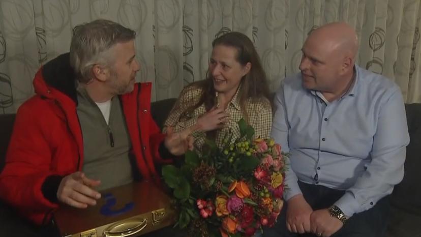 Winston Gerschtanowitz bij thuiswinnaar in Postcode Loterij Miljoenenjacht