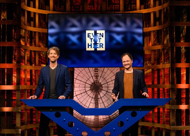 Niels van der Laan en Jeroen Woe in het programma Even tot Hier.